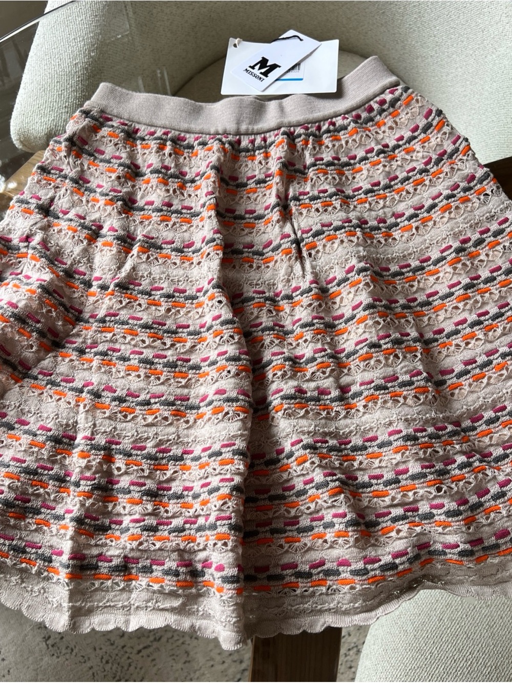 NWT Missoni Crochet Knit Mini Skirt Sz 42 IT/6 US Wool Blend Multicolor Italy
